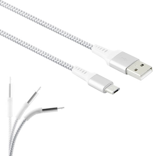 LAMTECH MICRO USB HIGH QUALITY UNBREAKABLE CABLE SILVER 2M LAMTECH MICRO USB HIGH QUALITY UNBREAKABLE CABLE SILVER 2M
