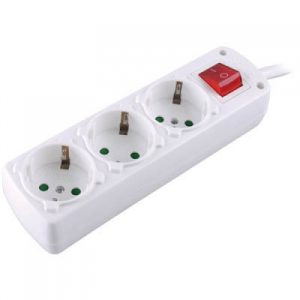 LAMTECH POWER STRIP WITH SWITCH 3 OUTLETS WHITE 1.5M 3 054 01 000393 2