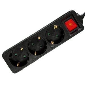 LAMTECH POWER STRIP WITH SWITCH 3 OUTLETS BLACK 1.5M 3 054 01 000394 1