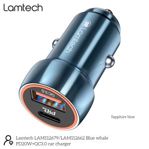LAMTECH METAL CAR CHARGER QC3.0 & PD20W SAPHIRE BLUE 4 054 01 000454 1
