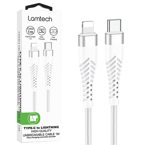 LAMTECH HQ UNBREAKABLE CABLE TYPE-C TO LIGHTNING WHITE 1M LAMTECH HQ UNBREAKABLE CABLE TYPE-C TO LIGHTNING WHITE 1M