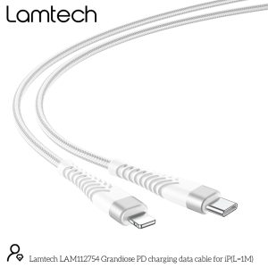 LAMTECH HQ UNBREAKABLE CABLE TYPE-C TO LIGHTNING WHITE 1M 4 054 01 000461 3