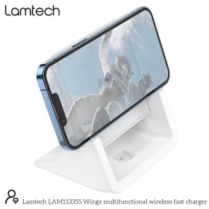 LAMTECH WIRELESS FAST CHARGER 15W WITH STAND WHITE 3 054 01 000518 2