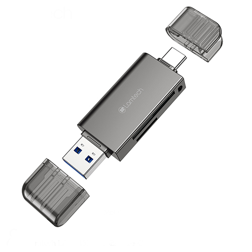 LAMTECH USB/TYPE-C 3.0 HIGH SPEED CARD READER METAL GREY LAMTECH USB/TYPE-C 3.0 HIGH SPEED CARD READER METAL GREY