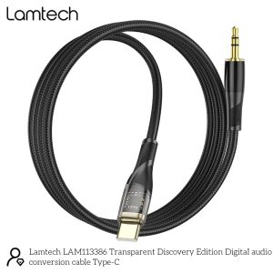 LAMTECH AUDIO CABLE TYPE-C TO 3.5MM JACK BLACK 1M 4 054 01 000521 5