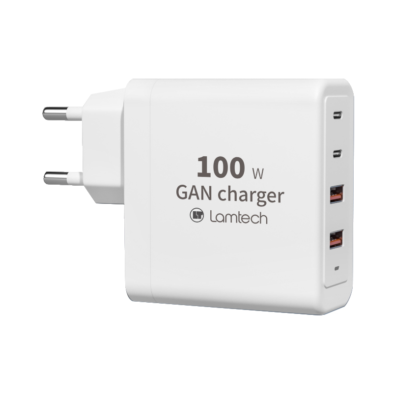 LAMTECH GaN FAST CHARGER 2xTYPE-C & 2xQC3.0 OUTPUT 100W LAMTECH GaN FAST CHARGER 2xTYPE-C & 2xQC3.0 OUTPUT 100W