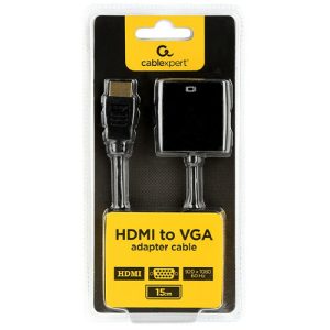 CABLEXPERT HDMI TO VGA ADAPTER CABLE SINGLE PORT BLACK 2 072 01 001471 1