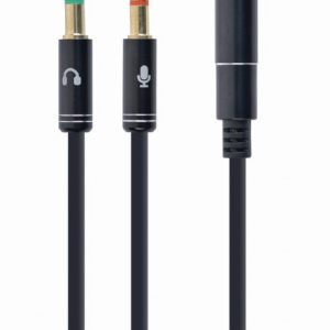CABLEXPERT 3.5MM 4-PIN SOCKET TO 2x3.5MM STREO PLUG ADAPTER CABLE BLACK METAL CONNECTORS 3 072 01 001551 1