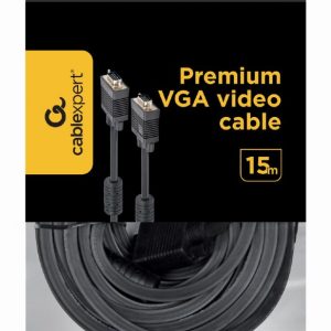 CABLEXPERT PREMIUM VGA HD15M/HD15M DUAL SHIELDED W/2*FERRITE CORE 15M CABLE BLACK 4 072 01 001588 3
