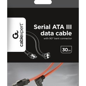 CABLEXPERT SERIAL ATA III 30CM DATA CABLE WITH 90 DEGREE BENT CONNECTOR METAL CLIPS BULK 4 072 01 001592 3