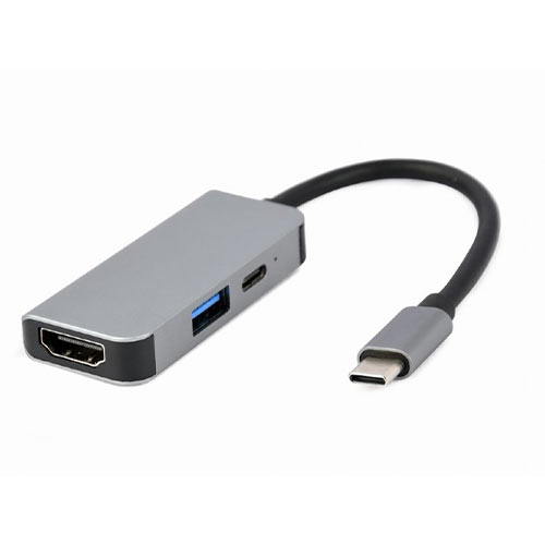 CABLEXPERT USB TYPE-C 3IN1 MULTI-PORT ADAPTER (USB PORT+HDMI+PD) SILVER CABLEXPERT USB TYPE-C 3IN1 MULTI-PORT ADAPTER (USB PORT+HDMI+PD) SILVER