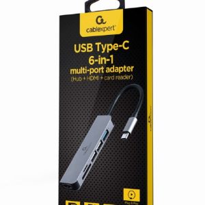 CABLEXPERT USB TYPE-C 6IN1 MULTI-PORT ADAPTER (HUB+HDMI+CARD READER) 2 072 01 001672 1