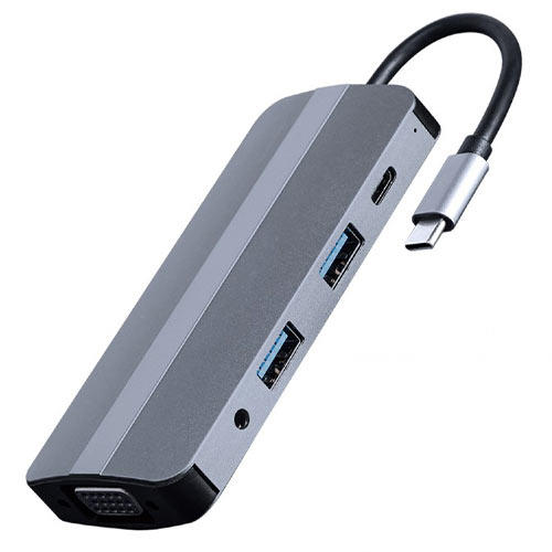 CABLEXPERT USB TYPE-C 8IN1 MULTI-PORT ADAPTER (HUB+HDMI+VGA+PD+CARD READER+STEREO AUDIO) SILVER CABLEXPERT USB TYPE-C 8IN1 MULTI-PORT ADAPTER (HUB+HDMI+VGA+PD+CARD READER+STEREO AUDIO) SILVER