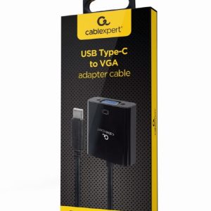 CABLEXPERT USB TYPE-C TO VGA ADAPTER CABLE 15CM BLACK RETAIL PACK 3 072 01 001682 2