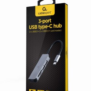 CABLEXPERT USB TYPE-C 3PORT USB HUB WITH CARD READER 2 072 01 001702 1