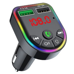 GEMBIRD 3 IN 1 RGB CARKIT WITH FM RADIO TRANSMITTER AND USB CHARGER BLACK 3 072 01 001740 1