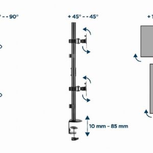 GEMBIRD ADJUSTABLE 2-DISPLAY VERTICAL DESK MOUNT 17'-32' 3 072 01 001831 10