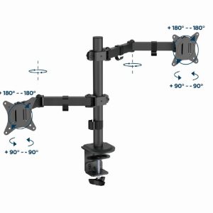 GEMBIRD ADJUSTABLE DESK MOUNTED DOUBLE MONITOR ARM 17'-32' 3 072 01 001832 2