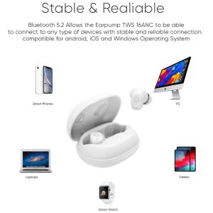 SONIC GEAR BLUETOOTH EARPPUMP TWS 16 ANC WHITE 3 073 01 000952 1