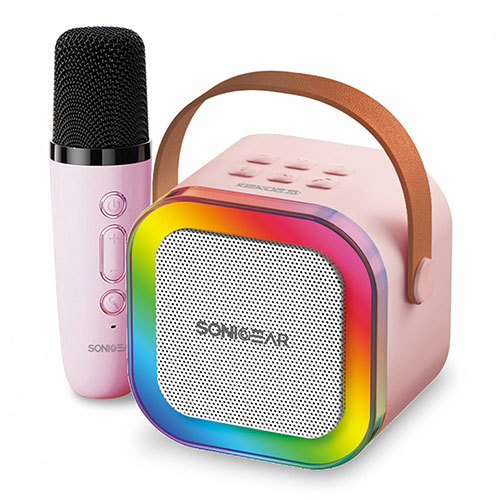 SONICGEAR IOX K200 BLUETOOTH 5.1 HOME KARAOKE PORTABLE SPEAKER WITH WIRELESS MIC PINK SONICGEAR IOX K200 BLUETOOTH 5.1 HOME KARAOKE PORTABLE SPEAKER WITH WIRELESS MIC PINK