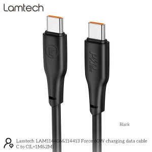 LAMTECH CHARGE AND DATA CABLE TYPE-C TO TYPE-C 60W 2M BLACK 3 1