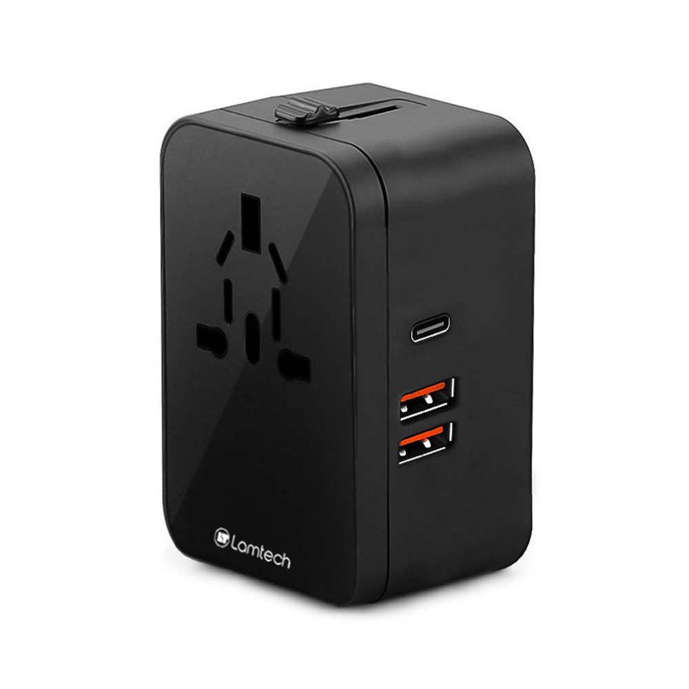LAMTECH UNIVERSAL POWER TRAVEL ADAPTER 2XUSB 1XTYPE-C 20W BLACK LAMTECH UNIVERSAL POWER TRAVEL ADAPTER 2XUSB 1XTYPE-C 20W BLACK
