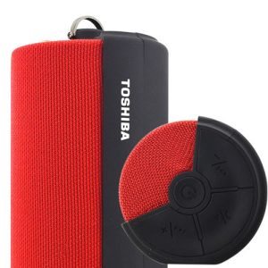 TOSHIBA AUDIO PORTABLE FABRIC BLUETOOTH SPEAKER RED 4 118 01 000020 1