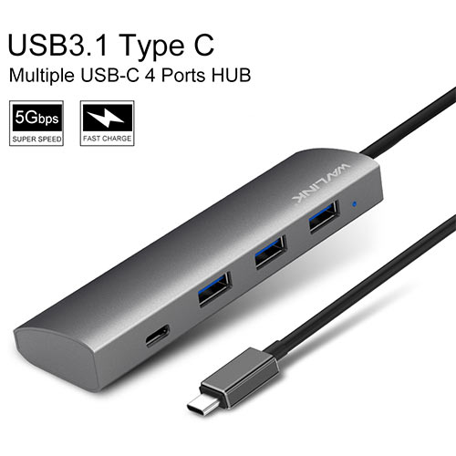 WAVLINK SUPERSPEED USB 3.0 TYPE C 4-PORT ALUMINUM HUB WAVLINK SUPERSPEED USB 3.0 TYPE C 4-PORT ALUMINUM HUB
