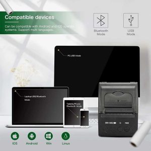 NETUM BT THERMAL RECEIPT PRINTER, PORTABLE 2' 58mm MINI USB POS PRINTER 3 123 01 000013 6