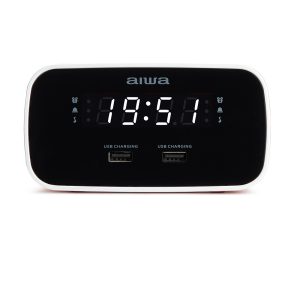 AIWA DUAL ALARM CLOCK RADIO WITH 2 CHARGING USB PORTS RED 4 127 01 000029 1