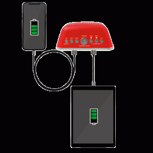 AIWA DUAL ALARM CLOCK RADIO WITH 2 CHARGING USB PORTS RED 3 127 01 000029 6