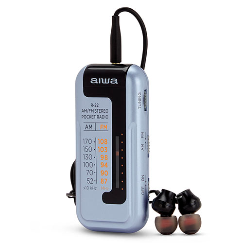 AIWA MINI POCKET RADIO WITH EARPHONES SILVER AIWA MINI POCKET RADIO WITH EARPHONES SILVER