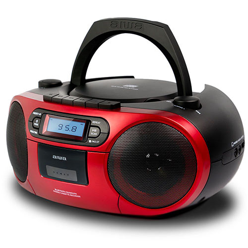 AIWA PORTABLE CD/MP3/USB/TAPE/BT WITH FM PLL RADIO RED AIWA PORTABLE CD/MP3/USB/TAPE/BT WITH FM PLL RADIO RED