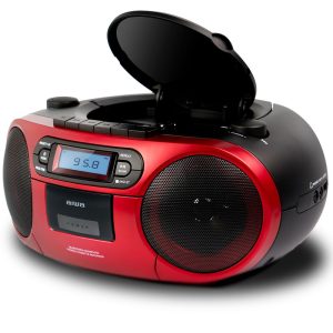 AIWA PORTABLE CD/MP3/USB/TAPE/BT WITH FM PLL RADIO RED 4 127 01 000117 2