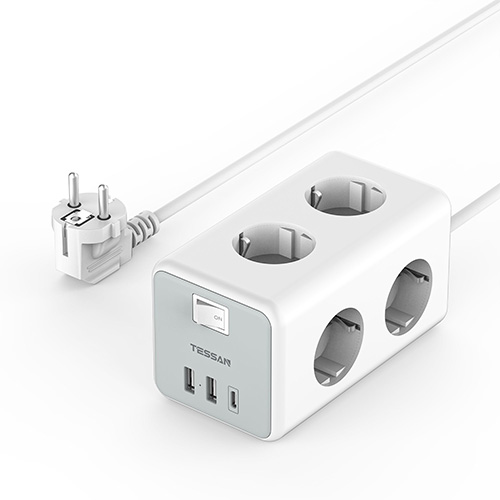 TESSAN 9 IN 1 CUBOID POWER STRIP 6xSCHUKO TESSAN 9 IN 1 CUBOID POWER STRIP 6xSCHUKO