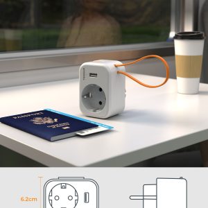 TESSAN 3 IN 1 WALL SOCKET 1xSCHUKO, 1xUSB, 1xTYPE-C CABLE 15CM 4 131 01 000006 10 1