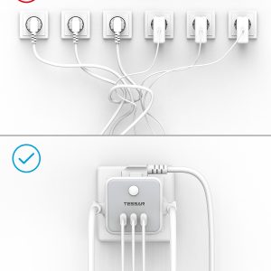 TESSAN 6 IN 1 POWERCUBE SOCKET 3xSCHUKO, 2xUSB, 1xTYPE-C 3 1xTYPE-C
