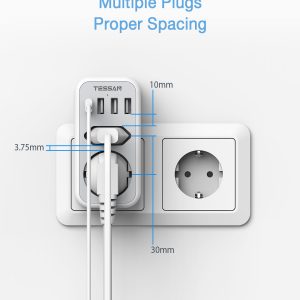 TESSAN 6 IN 1 WALL SOCKET 1xSCHUKO, 1xEU SOCKET ,3xUSB, 1xTYPE-C 4 1xTYPE-C