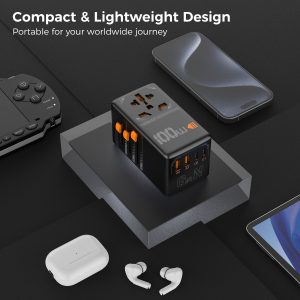 TESSAN GaN UNIVERSAL TRAVEL ADAPTER 2xUSB, 2xTYPE-C MAX 100W 4 131 01 000013 3 1