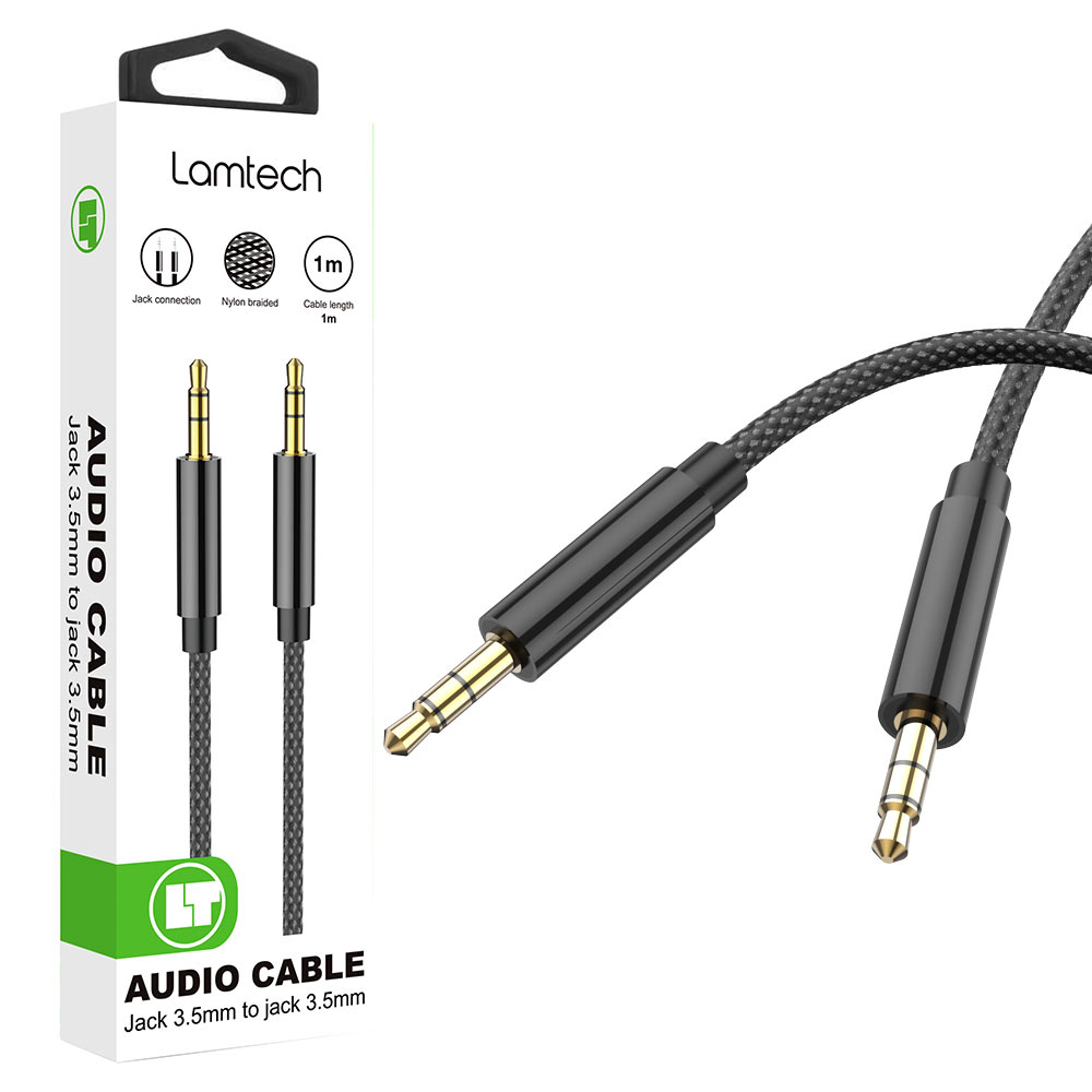 LAMTECH AUDIOCABLE BRAIDED 1m 3.5mm to 3.5mm BLACK LAMTECH AUDIOCABLE BRAIDED 1m 3.5mm to 3.5mm BLACK
