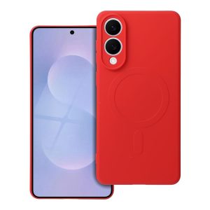 Case for Samsung S25 EDGE Silicone Mag Cover compatible with MagSafe (camera protection) red