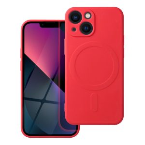 Case for iPhone 13 MINI Silicone Mag Cover compatible with MagSafe (camera protection) red