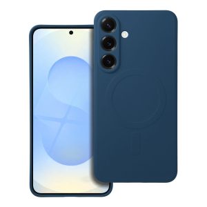 Case for Samsung S25 PLUS Silicone Mag Cover compatible with MagSafe (camera protection) blue