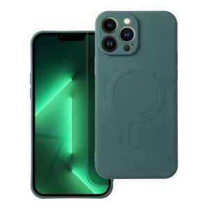Case for Samsung S25 PLUS Silicone Mag Cover compatible with MagSafe (camera protection) dark green