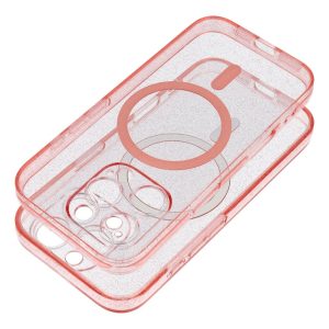 CLEAR MAG COVER case with camera protection compatible with MagSafe for IPHONE 14 pink glitter 3 759793a1aad631a309fc038a0186f956