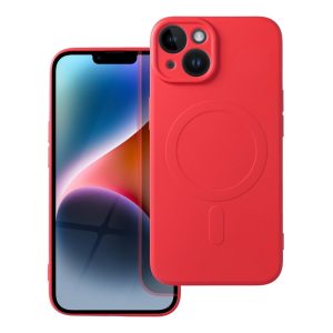 Case for iPhone 14 Silicone Mag Cover compatible with MagSafe (camera protection) red