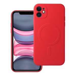 Case for iPhone 11 Silicone Mag Cover compatible with MagSafe (camera protection) red
