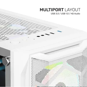 ARMAGGEDDON GAMING PC CASE DUAL CHAMBER WITH 3 ARGB FANS TRITRON 2 WHITE 4 Artboard 4 1