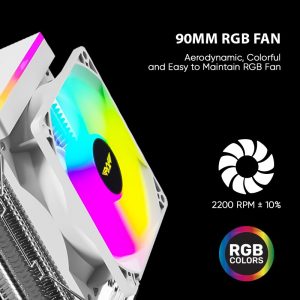 ARMAGGEDDON RGB SILENT 9CM CPU COOLING FAN 2 HEAT PIPES WHITE 4 BLIZZARD 1 7