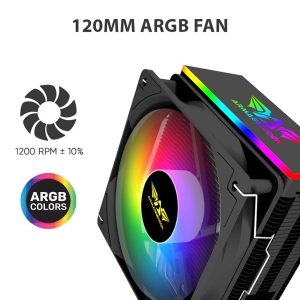 ARMAGGEDDON ARGB SILENT 12CM CPU COOLING FAN 4 HEAT PIPES BLACK 4 BLIZZARD 1 RGB 4